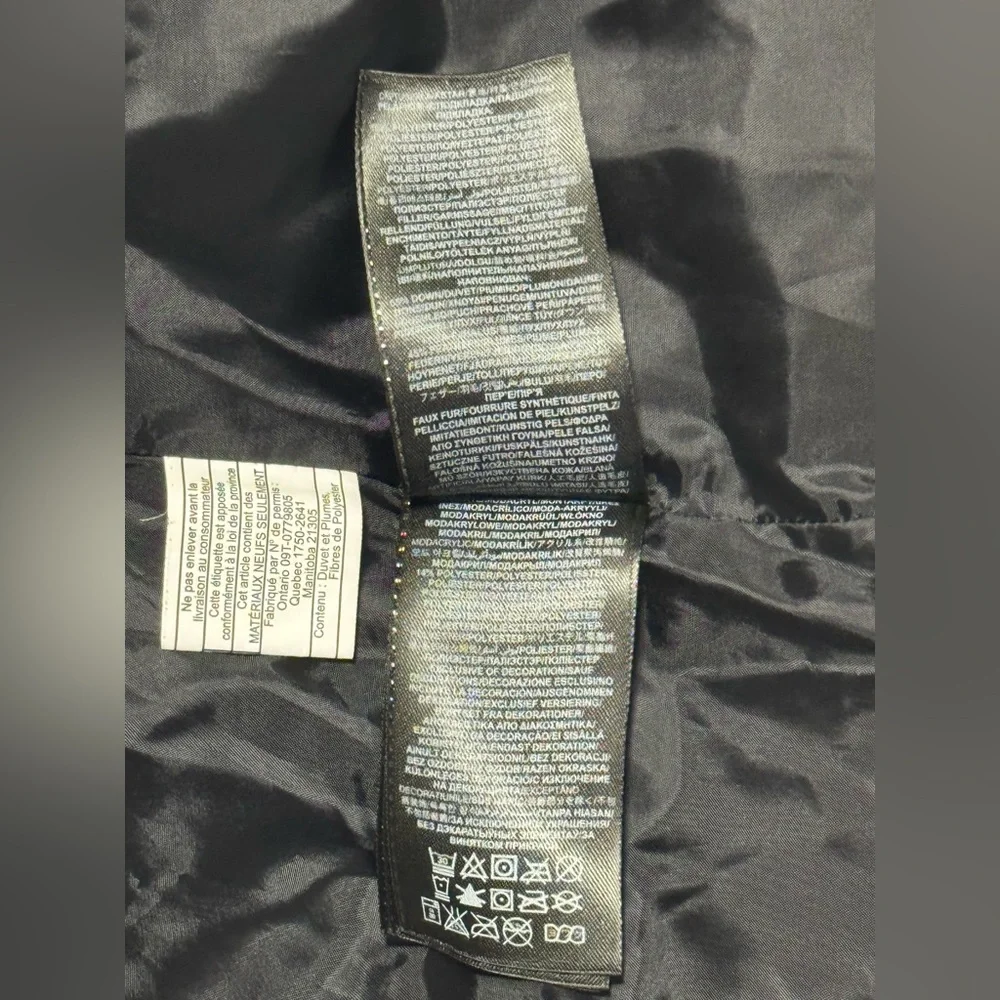 GUESS Black Shiny Puffer With Faux Fur Hoodie Ladies Size XL - Picture 10 of 12